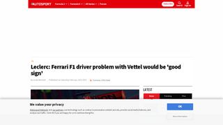 
                            9. Leclerc: Ferrari F1 driver problem with Vettel would be 'good sign' - F1 ...