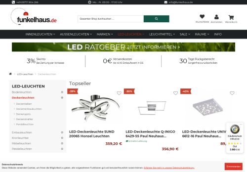 
                            8. LED Deckenleuchten günstig im Lampenshop online ... - Funkelhaus