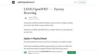 
                            5. LEDE/OpenWRT — Factory Resetting – LEDE/OpenWrt & IoT – Medium