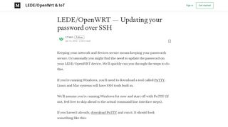 
                            4. LEDE/OpenWRT — Updating your password over SSH - Medium