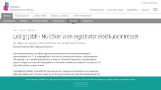 
                            6. Ledigt jobb - Uppsala Bostadsförmedling söker en registrator
