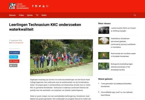 
                            8. Leerlingen Technasium KKC onderzoeken waterkwaliteit - RTVA