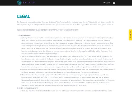 
                            8. Legal | Excitel Broadband