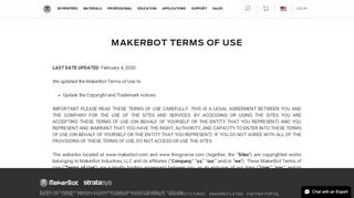 
                            4. Legal - Terms of Use | MakerBot 3D Printers