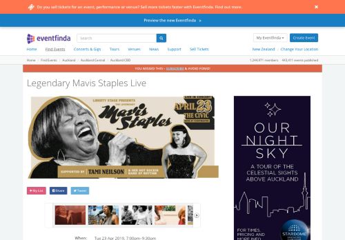 
                            13. Legendary Mavis Staples Live - Auckland - Eventfinda
