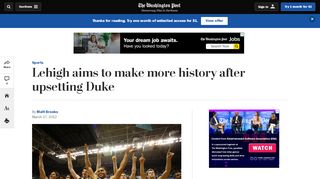 
                            12. Lehigh aims to make more history after upsetting Duke - The ...
