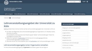 
                            6. Lehrveranstaltungen - KLIPS 2.0 - Support - Universität zu Köln
