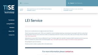 
                            10. LEI Service - The International Stock Exchange