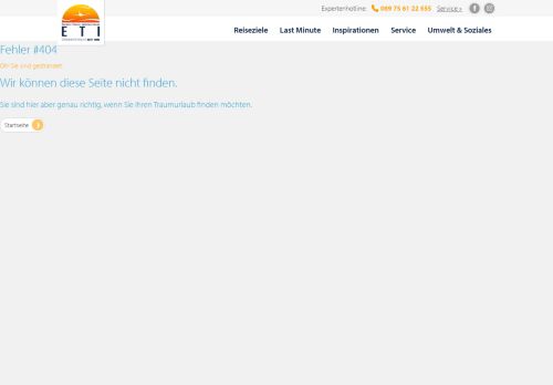 
                            5. Leider konnten wir die gewünschte Seite nicht finden | Fehler 404 - ETI