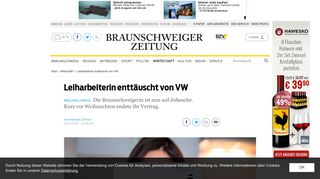 
                            11. Leiharbeiterin enttäuscht von VW - Wirtschaft - Braunschweiger Zeitung