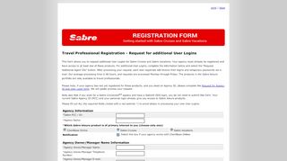 
                            9. Leisure Portal Customer Registration Form - Sabre