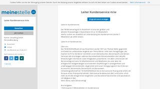 
                            10. Leiter Kundenservice m/w - Rosenheim | Jobbörse meinestelle.de