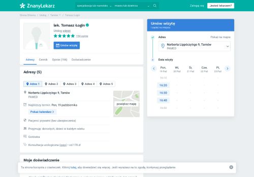 
                            1. Lek. Tomasz Łogin - urolog | ZnanyLekarz.pl - Nowy Sącz