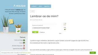 
                            9. Lembrar-se de mim? - A Equipa - SAPO Blogs