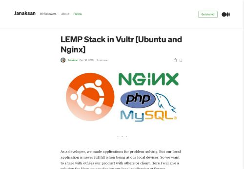 
                            8. LEMP Stack in Vultr [Ubuntu and Nginx] – Janaksan – Medium
