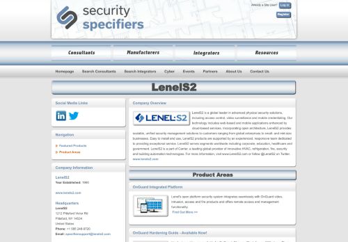 
                            6. Lenel Products - Security Specifiers