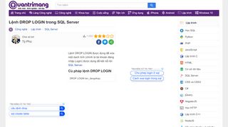 
                            7. Lệnh DROP LOGIN trong SQL Server - Quantrimang.com