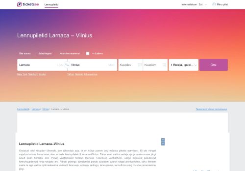 
                            10. Lennupiletid Larnaca - Vilnius alates 156 EUR / Tickets.ee