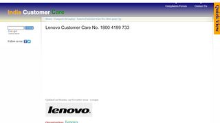 
                            10. Lenovo Customer Care Numbers | India Customer Care