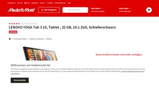 
                            11. LENOVO Tablet YOGA Tab 3 10 Schieferschwarz - MediaMarkt