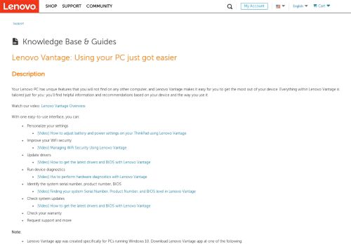 
                            3. Lenovo Vantage: Using your PC just got easier - US - Lenovo Support