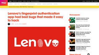 
                            11. Lenovo's fingerprint login app had bad bugs that made it easy to hack