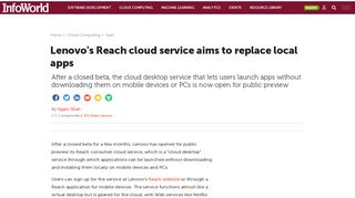 
                            7. Lenovo's Reach cloud service aims to replace local apps | InfoWorld