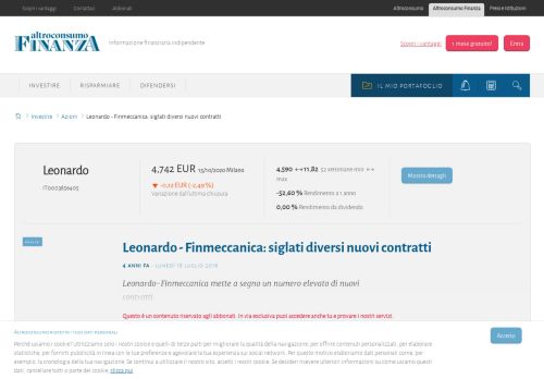 
                            13. Leonardo - Finmeccanica: siglati diversi nuovi contratti - Altroconsumo