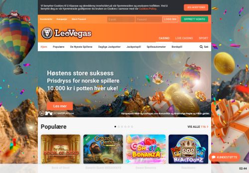 
                            1. LeoVegas: Norsk Casino | Få Opptil 35.000 kr Casino Bonus