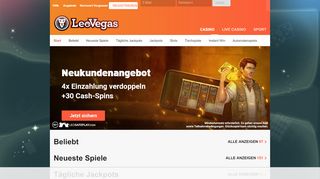 
                            8. LeoVegas: Online Casino | Bis zu 2.500€ Willkommensbonus