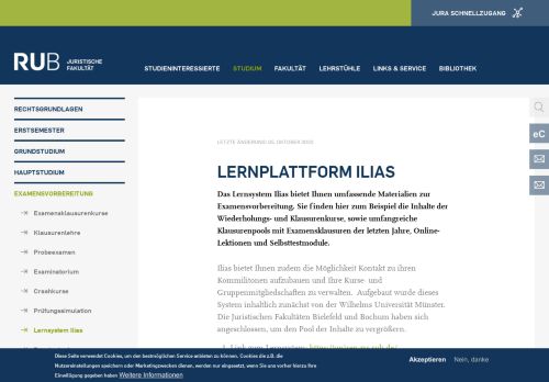 
                            6. Lernplattform Ilias | Juristische Fakultät der RUB