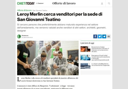 
                            7. Leroy Merlin cerca venditori per la sede di San Giovanni Teatino