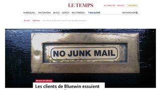 
                            11. Les clients de Bluewin essuient une tempête de spams - Le Temps