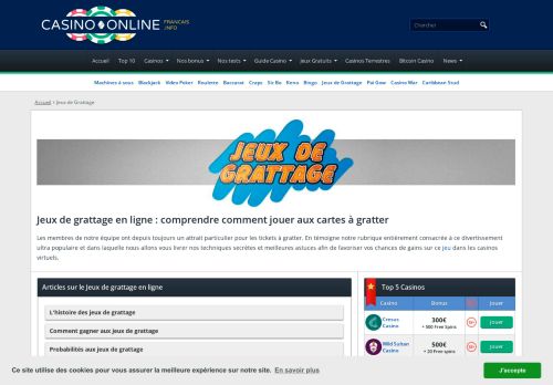 
                            6. Les différents sites de jeux de grattage - Casino en ligne