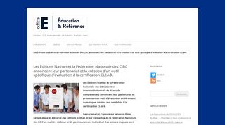 
                            9. Les Éditions Nathan et la Fédération Nationale des CIBC annoncent ...