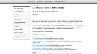 
                            3. Les sites des membres de Business3G