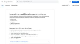 
                            2. Lesezeichen und Einstellungen importieren - Google Chrome-Hilfe