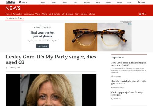 
                            11. Lesley Gore, It's My Party singer, dies aged 68 - BBC News