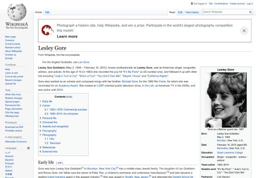 
                            12. Lesley Gore - Wikipedia