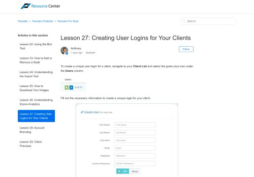 
                            4. Lesson 27: Creating User Logins for Your Clients – Panoskin