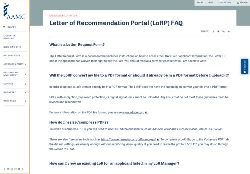 
                            2. Letter of Recommendation Portal (LoRP) FAQ - ERAS - Services - AAMC