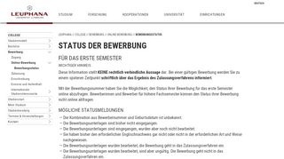 
                            13. Leuphana Universität Lüneburg: Bewerberstatus