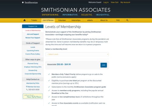 
                            13. Levels of Membership - Smithsonian Associates