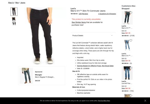 
                            13. Levi's 511™ Slim Fit Commuter Jeans - Jeans - Men - Macy's
