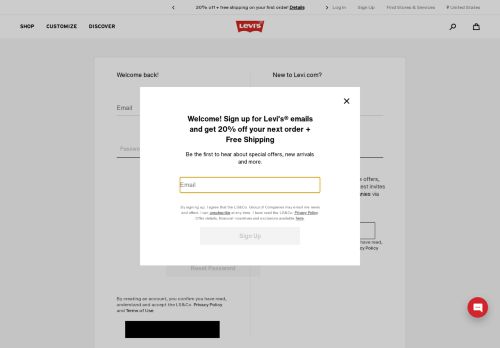 
                            2. Levi's® Customer Account Login and Registration | Levi's® US