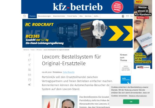 
                            10. Lexcom: Bestellsystem für Original-Ersatzteile