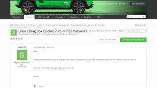 
                            13. Lexia / Diag Box Update 7.76 -> 7.82 Passwort - Technik allgemein ...