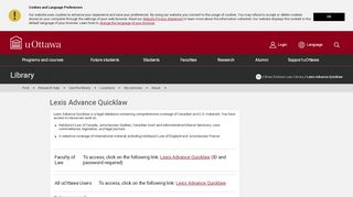 
                            5. Lexis Advance Quicklaw | Library | University of Ottawa - uOttawa