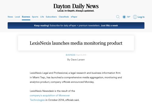 
                            13. LexisNexis launches media monitoring product - Dayton Daily News