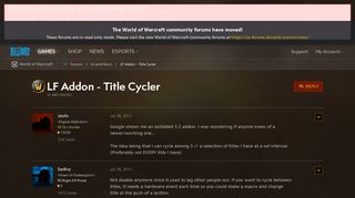 
                            2. LF Addon - Title Cycler - World of Warcraft Forums - Blizzard ...